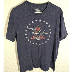 Anheuser Busch L Blue Graphic T Shirt Men’s Large Eagle USA Logo Beer Promo Tee